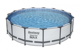 Каркасный бассейн с насосом-фильтром Bestway Steel Pro MAX, 457 x 122 см, светло-серый цвет, круглый цена и информация | Бассейны | pigu.lt