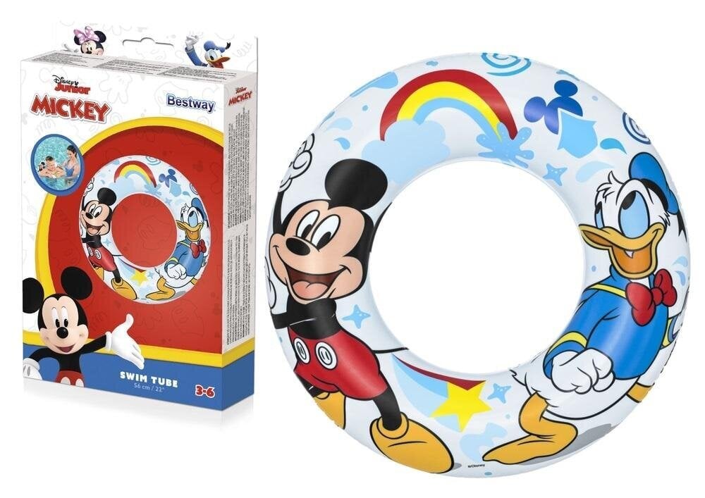 Pripučiamas plaukimo ratas Bestway Mickey Mouse, 56cm kaina ir informacija | Pripučiamos ir paplūdimio prekės | pigu.lt