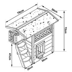 Деревянный кошачий домик Lionto с террасой и ступеньками цена и информация | Лежаки, домики | pigu.lt