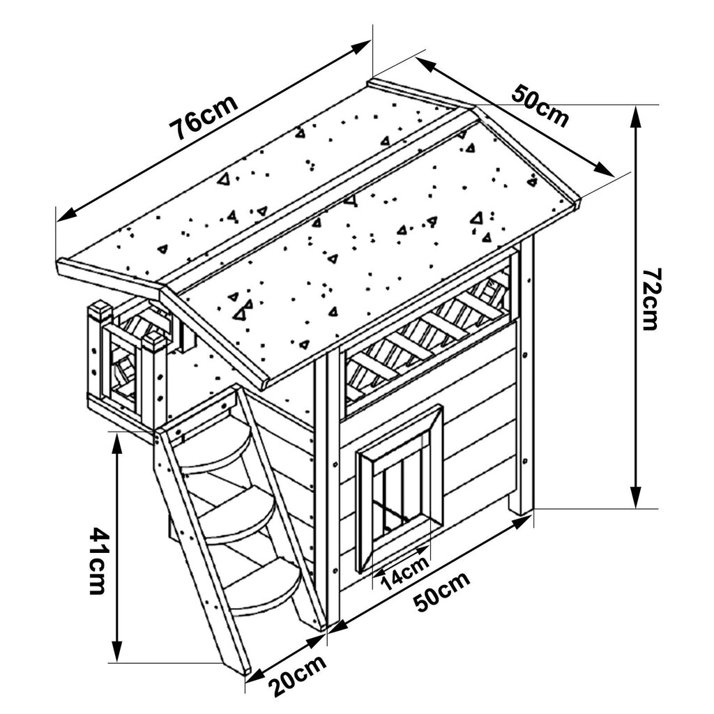 Lionto medinis kačių namas su terasa ir laiptais kaina ir informacija | Guoliai, pagalvėlės | pigu.lt