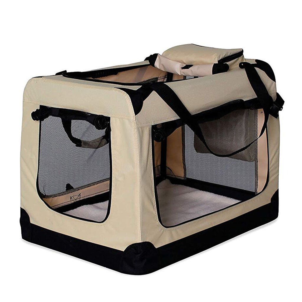 Lionto transportavimo krepšys šunims ar katėms, smėlio spalvos, 50x34x36 cm kaina ir informacija | Transportavimo narvai, krepšiai | pigu.lt