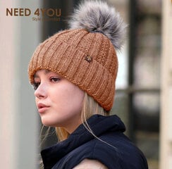 Moteriška kepurė Need 4You, ruda kaina ir informacija | Kepurės moterims | pigu.lt