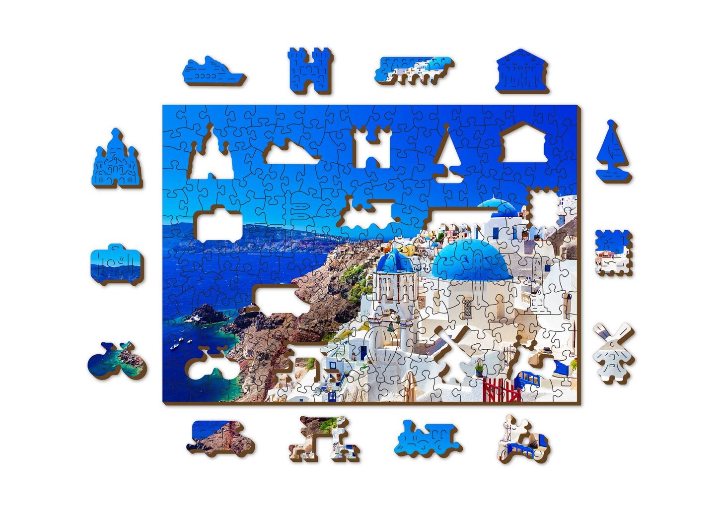 Medinė dėlionė Santorinis, Graikija, 200 detalių kaina ir informacija | Dėlionės (puzzle) | pigu.lt