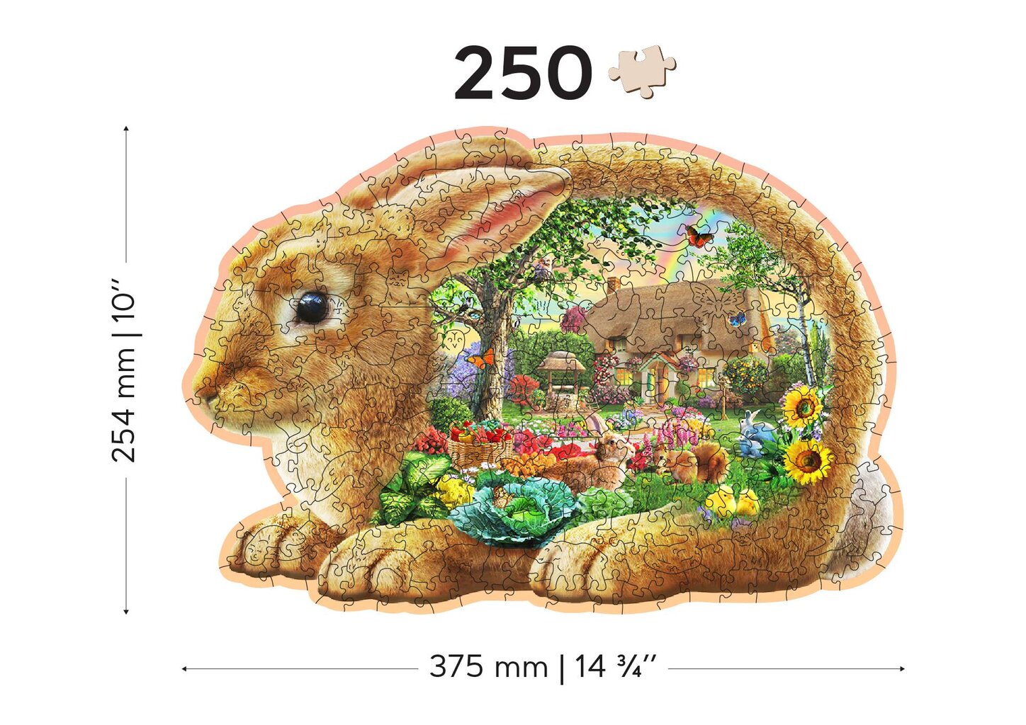 Medinė dėlionė Sodo zuikis, 250 detalių kaina ir informacija | Dėlionės (puzzle) | pigu.lt