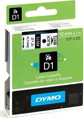 Ламинированная лента для фломастеров Dymo D1 45013 LabelManager™ Белый 12 mm Чёрный (1 штука) цена и информация | Аксессуары для принтера | pigu.lt