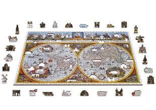 Medinė dėlionė Nova Terrarum žemėlapis, 1010 detalių kaina ir informacija | Dėlionės (puzzle) | pigu.lt