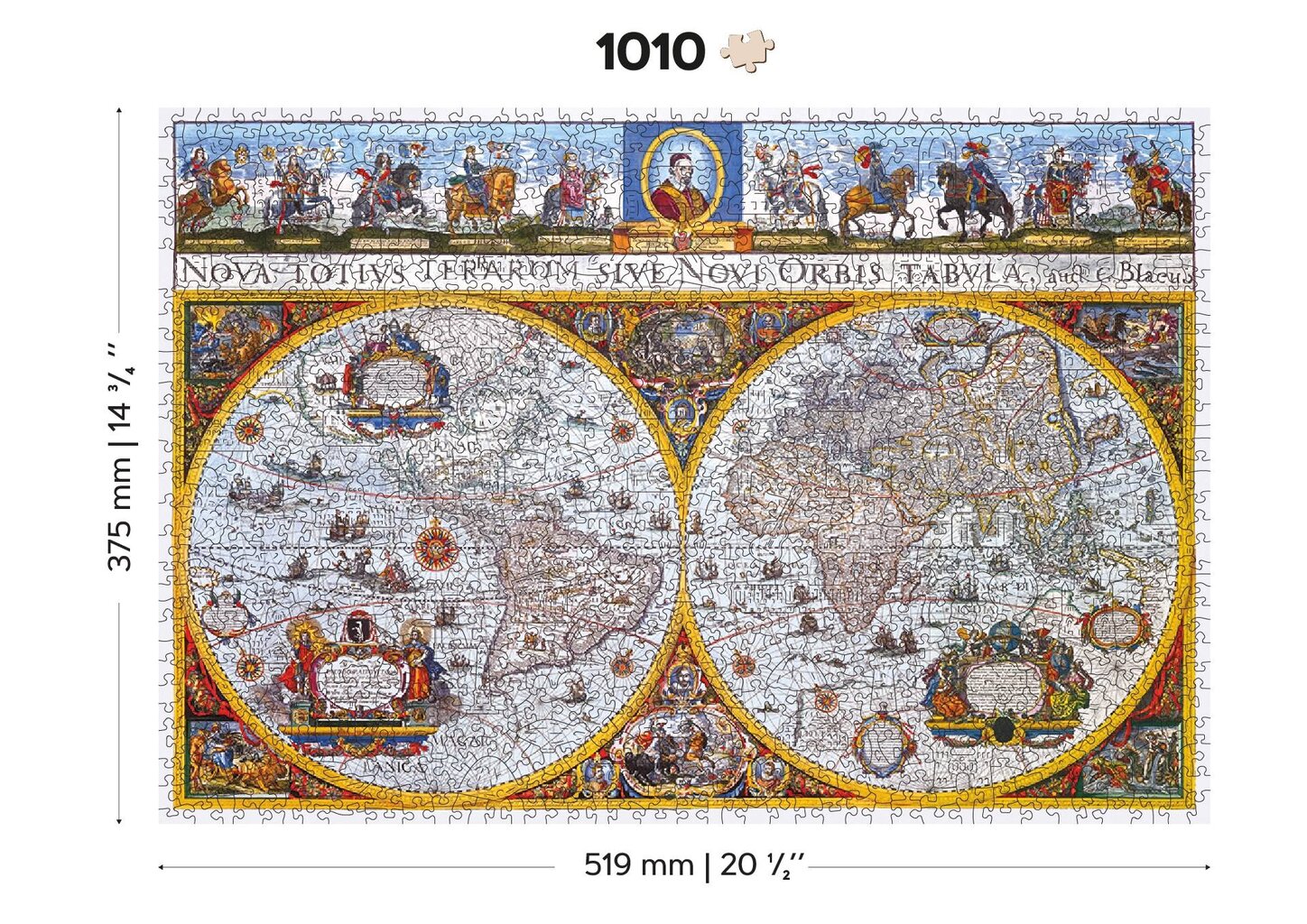 Medinė dėlionė Nova Terrarum žemėlapis, 1010 detalių kaina ir informacija | Dėlionės (puzzle) | pigu.lt