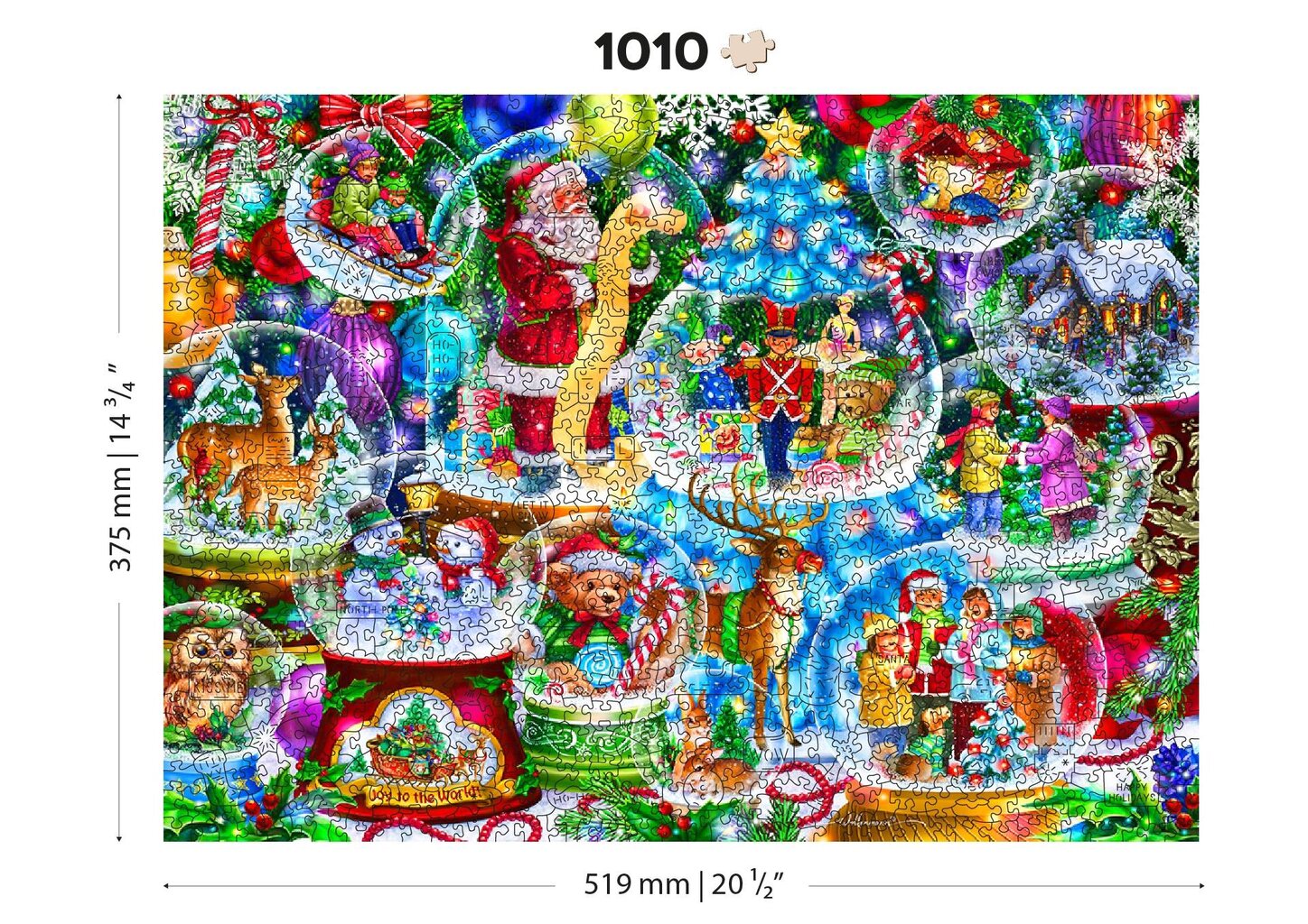 Medinė dėlionė Kalėdinės gniūžtės, 1010 detalių kaina ir informacija | Dėlionės (puzzle) | pigu.lt