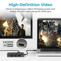 PROMATE PrimeHub-Lite USB-C Multimedia Hub / 4K HDMI / USB3.0 / SD / PD цена и информация | Адаптеры, USB-разветвители | pigu.lt