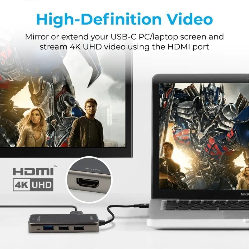 Šakotuvas Promate PrimeHub-Lite USB-C Multimedia Hub, HDMI, USB3.0, SD, PD kaina ir informacija | Adapteriai, USB šakotuvai | pigu.lt