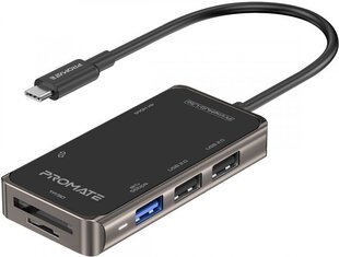 Šakotuvas Promate PrimeHub-Lite USB-C Multimedia Hub, HDMI, USB3.0, SD, PD цена и информация | Адаптеры, USB-разветвители | pigu.lt