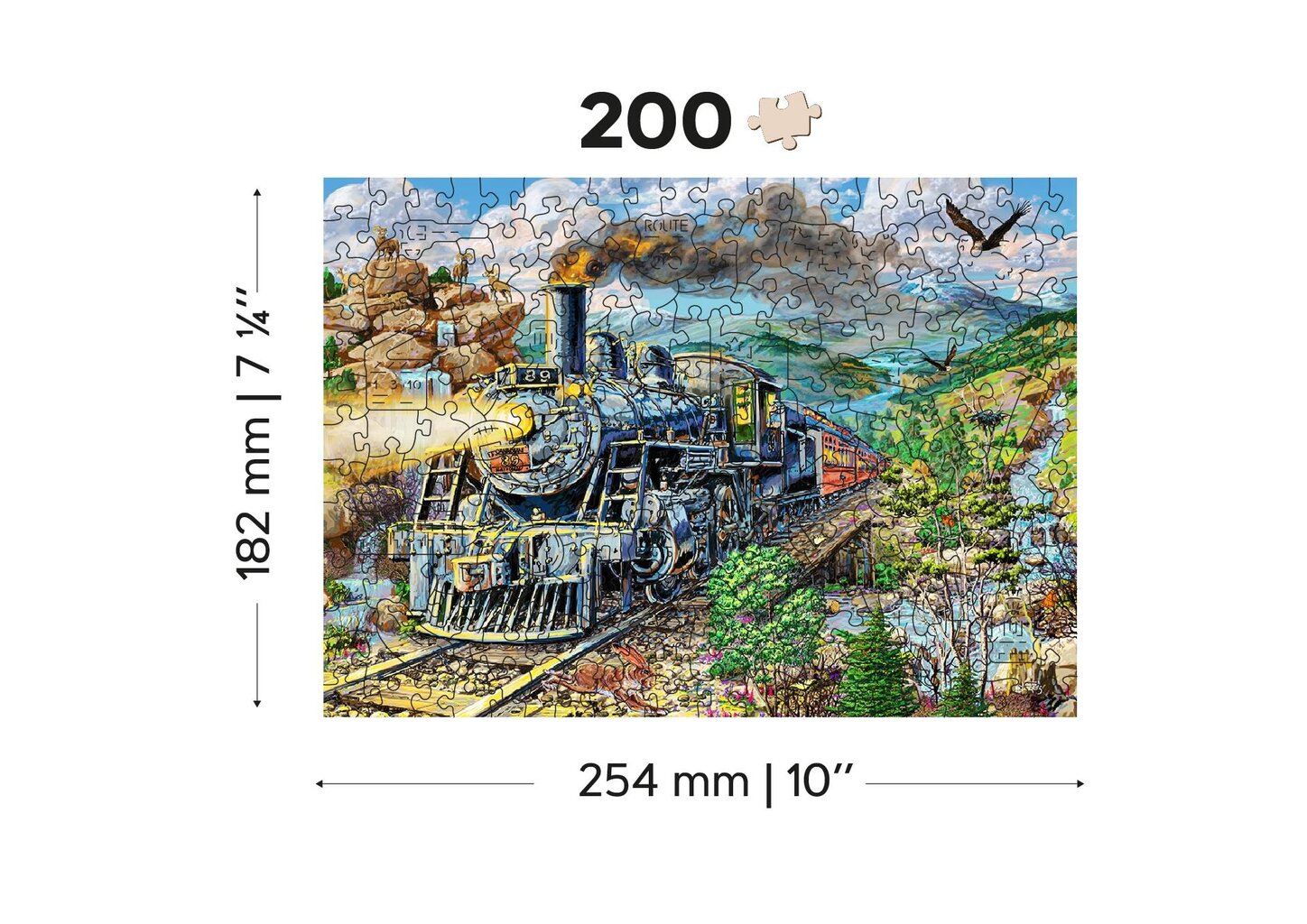 Medinė dėlionė Traukinys, 200 detalių kaina ir informacija | Dėlionės (puzzle) | pigu.lt