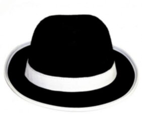 Gangsterio skrybėlė, juoda/balta, 1 vnt. kaina ir informacija | Karnavaliniai kostiumai | pigu.lt