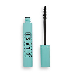 Vandeniui atsparus blakstienų tušas Makeup Revolution 5d Lash Waterproof Mascara Super Black, 14 ml kaina ir informacija | Akių šešėliai, pieštukai, blakstienų tušai, serumai | pigu.lt