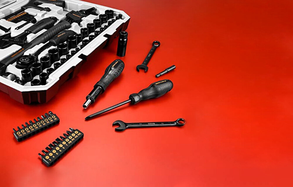 Galvučių ir raktų rinkinys Deko Tools DKMT218, 218vnt kaina ir informacija | Mechaniniai įrankiai | pigu.lt