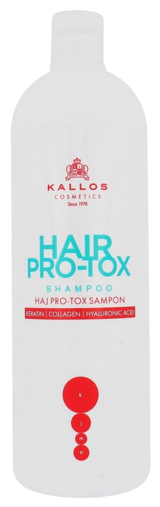 Atkuriamasis šampūnas sausiems plaukams su keratinu, kolageno ir hialurono rūštimis Kallos Hair Pro-Tox, 1000 ml kaina ir informacija | Šampūnai | pigu.lt