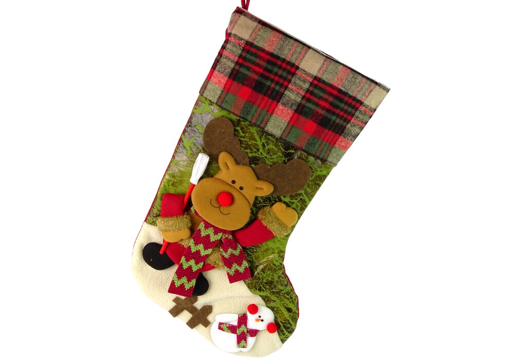 Kalėdinė kojinė - Šiaurės elnias, 47cm kaina ir informacija | Kalėdinės dekoracijos | pigu.lt