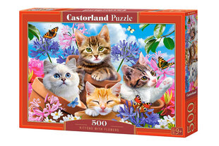 Dėlionė Castorland Kittens with Flowers, 500 dalių kaina ir informacija | Dėlionės (puzzle) | pigu.lt