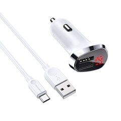 Borofone Car charger BZ15 Auspicious - 2xUSB - 2,4A with USB to Type C cable white цена и информация | Зарядные устройства для телефонов | pigu.lt