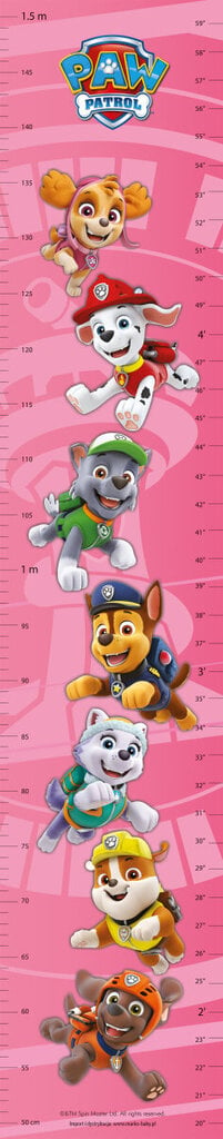 Ūgio matuoklė / sienų dekoracija Paw Patrol / Šuničių Patruli ružava kaina ir informacija | Interjero lipdukai | pigu.lt