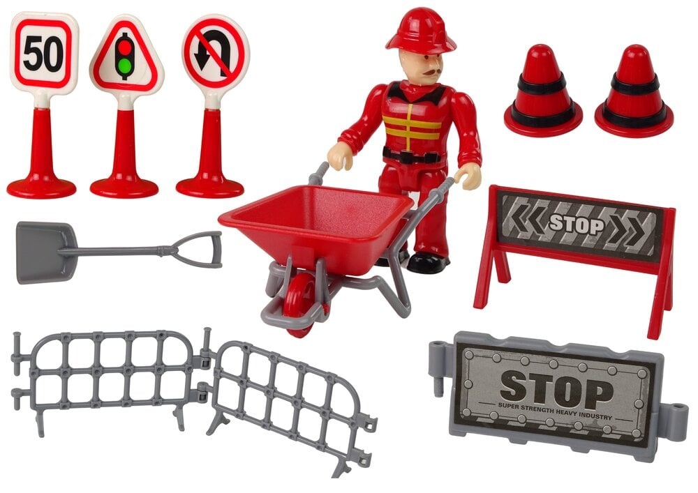 Žaislinis gaisrinės automobilis su kelio ženklais kaina ir informacija | Žaislai berniukams | pigu.lt