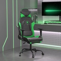 Žaidimų kėdė su pakoja, Dirbtinė oda, juoda/žalia цена и информация | Офисные кресла | pigu.lt
