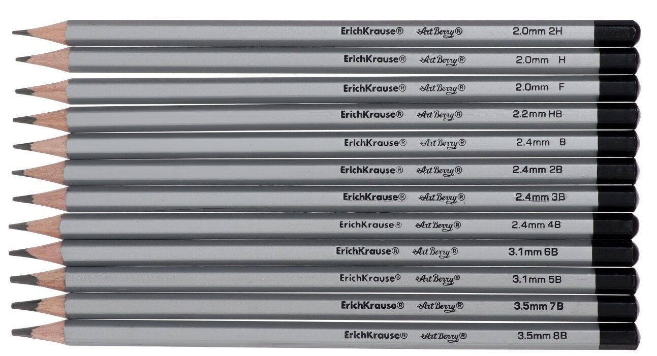 Grafitinių pieštukų rinkinys Artberry, ErichKrause, 2H-8B, 12 pieštukų kaina ir informacija | Piešimo, tapybos, lipdymo reikmenys | pigu.lt