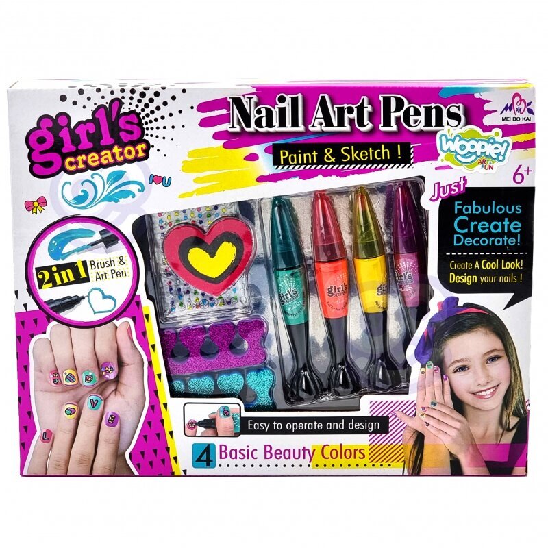 Manikiūro rinkinys mergaitėms Girl's Creator Woopie Nail Art Pens, 1 vnt. kaina ir informacija | Kosmetika vaikams ir mamoms | pigu.lt