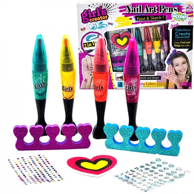 Manikiūro rinkinys mergaitėms Girl's Creator Woopie Nail Art Pens, 1 vnt. kaina ir informacija | Kosmetika vaikams ir mamoms | pigu.lt