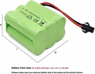 Аккумуляторная батарея RC NiMH 7.2V 2400mAh AA с USB кабелем для зарядки и SM 2P разъемом для радиоуправляемых устройств цена и информация | Смарттехника и аксессуары | pigu.lt