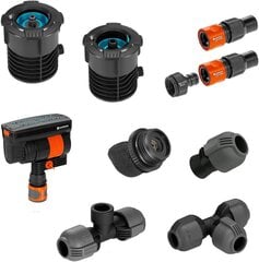 GARDENA Pipeline Starter Set with square sprinkler  water tap (with 2 water sockets) kaina ir informacija | Laistymo įranga, purkštuvai | pigu.lt