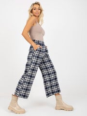 dunkelblaue culoty hose aus stoff mit karomuster цена и информация | Женские брюки | pigu.lt