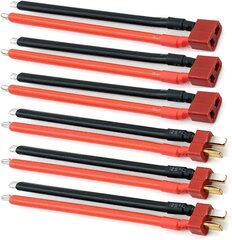 Кабель с 14AWG Deans Style T Plug Male Female с RC Battery Connection Cable, 3 пары цена и информация | Смарттехника и аксессуары | pigu.lt