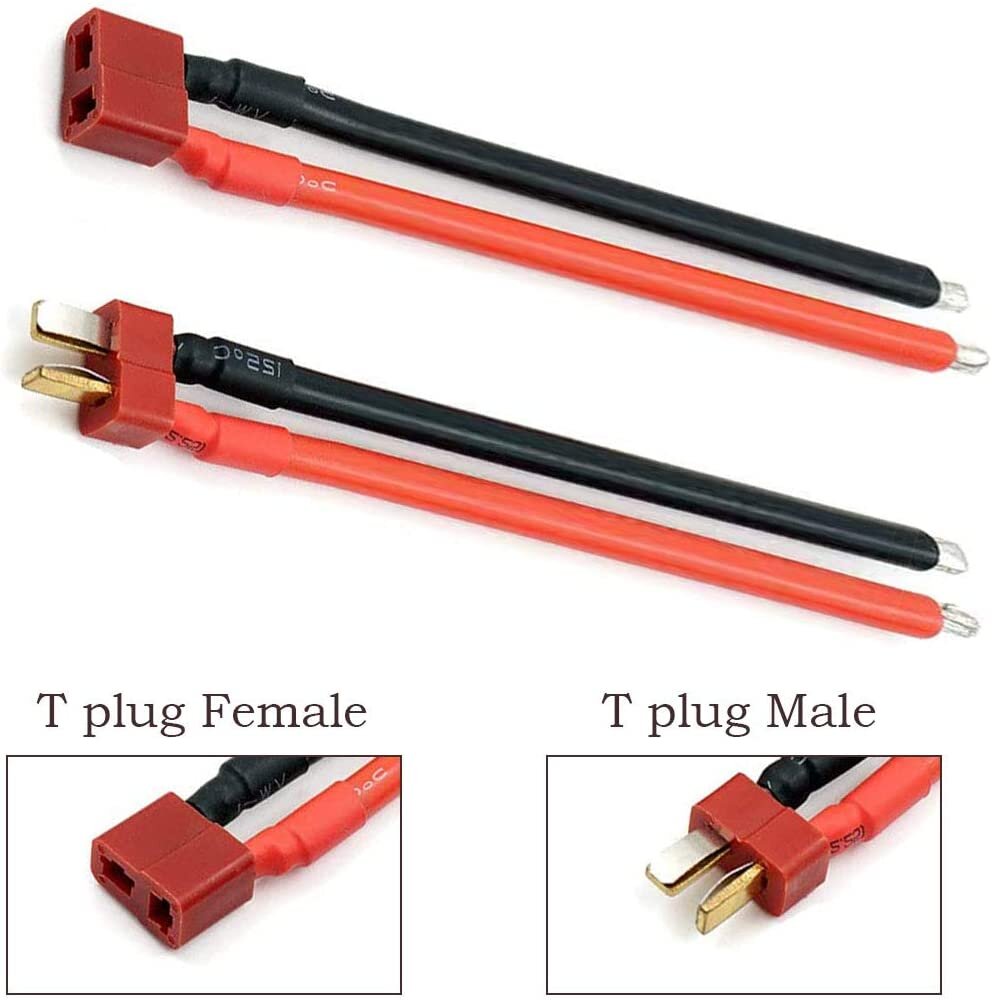 3 dalių kabelis su 14AWG "Deans" stiliaus T kištuko vyriškos lyties moteriškos lyties atstovu su RC akumuliatoriaus prijungimo kabeliu kaina ir informacija | Išmanioji technika ir priedai | pigu.lt