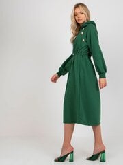 темно-зеленое расклешенное платье-свитшот миди на пуговицах цена и информация | Платья | pigu.lt