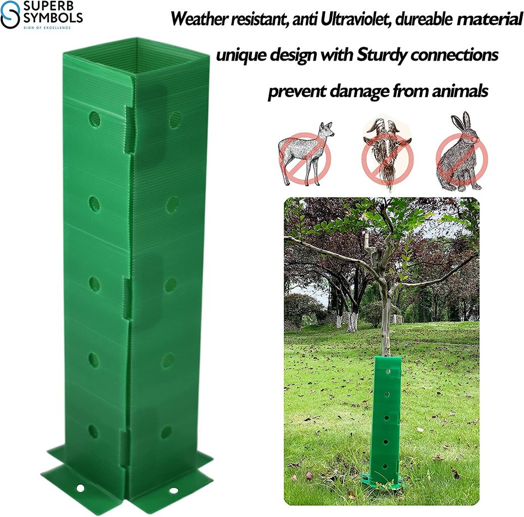 Superb Symbols medžio kamieno apsauga, 60 cm aukščio, žalia, 5 vnt. kaina ir informacija | Tvoros ir jų priedai | pigu.lt