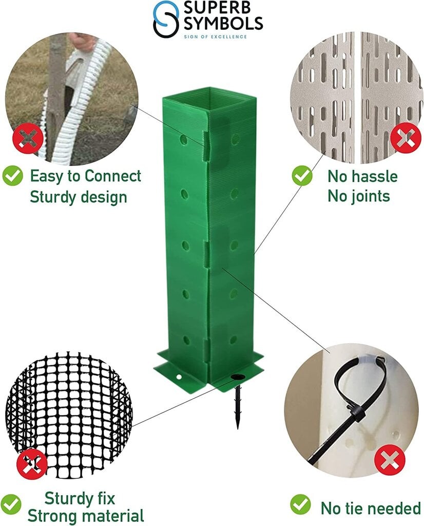 Superb Symbols medžio kamieno apsauga, 60 cm aukščio, žalia, 5 vnt. kaina ir informacija | Tvoros ir jų priedai | pigu.lt