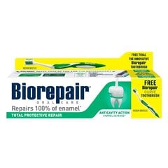 Зубная паста Biorepair total protective repair 75 мл+ зубная щетка Biorepair Curve medium с колпачком цена и информация | Зубные щетки, пасты | pigu.lt