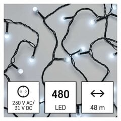Baltos spalvos LED girlianda, 48 m kaina ir informacija | Girliandos | pigu.lt