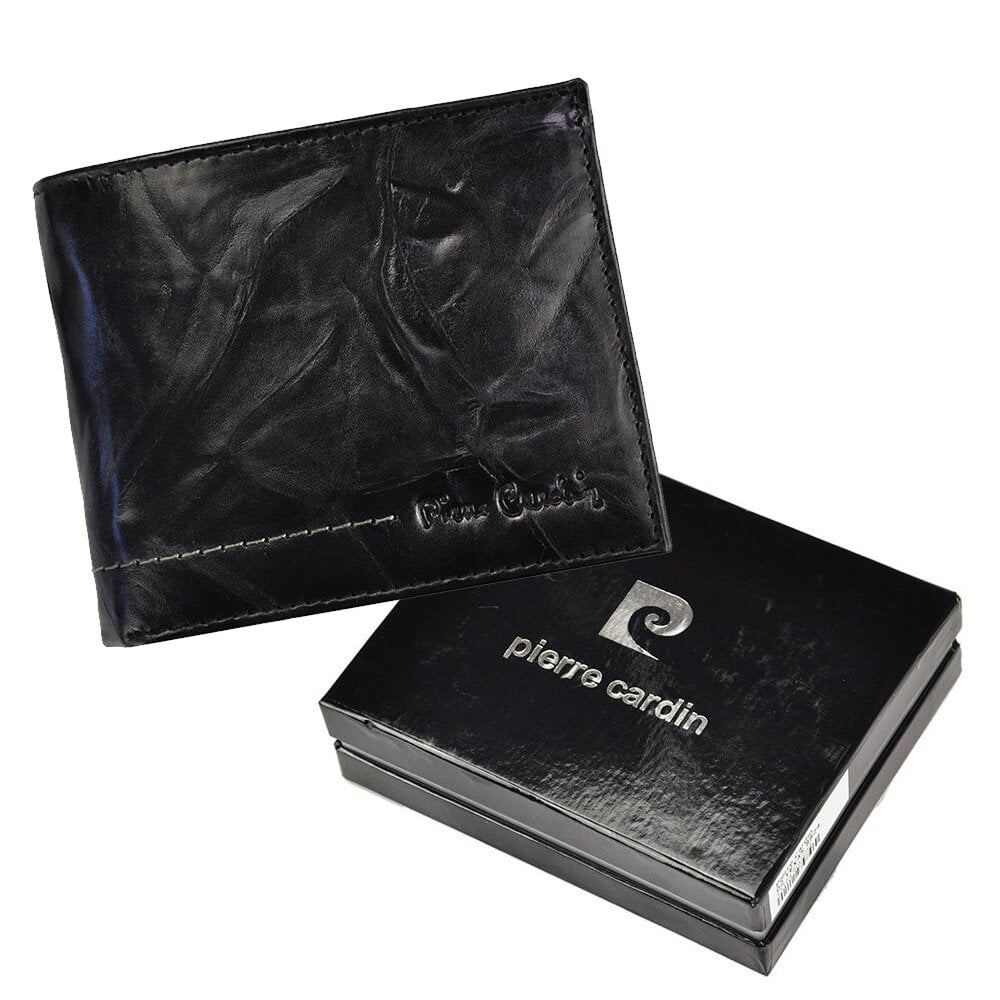 Vyriška natūralios odos piniginė Pierre Cardin, juoda цена и информация | Vyriškos piniginės, kortelių dėklai | pigu.lt