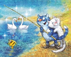 Deimantinė mozaika Cats - Fishing Time, 40x50 cm. kaina ir informacija | Deimantinės mozaikos | pigu.lt