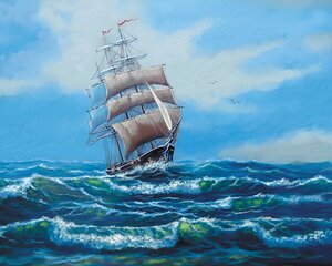 Tapyba pagal skaičius 40x50 cm Ship with white sails kaina ir informacija | Tapyba pagal skaičius | pigu.lt
