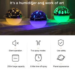 Увлажнитель воздуха и лампа-ночник в форме планеты, фиолетовый цена и информация | Увлажнители воздуха | pigu.lt