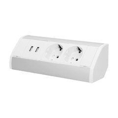 Baldų kištukinis lizdas 2x250V, USB OR-GM-9003/W-G(GS) schuko kaina ir informacija | Elektros jungikliai, rozetės | pigu.lt