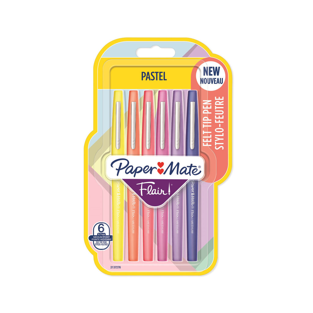 Flomasteriai PaperMate Flair Pastel 6, 0,7mm kaina ir informacija | Rašymo priemonės | pigu.lt