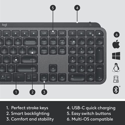 Logitech MX Keys Combo Gen 2 Graphite (920-010933) kaina ir informacija | Klaviatūros | pigu.lt