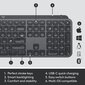 Logitech MX Keys Combo Gen 2 Graphite (920-010933) kaina ir informacija | Klaviatūros | pigu.lt