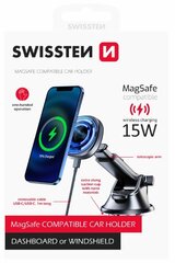 Swissten Magnetic Car Holder with Wireless Charger 15W (MagSafe compatible) цена и информация | Держатели для телефонов | pigu.lt