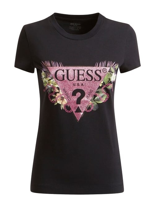 Marškinėliai moterims Guess, juodi цена и информация | Marškinėliai moterims | pigu.lt