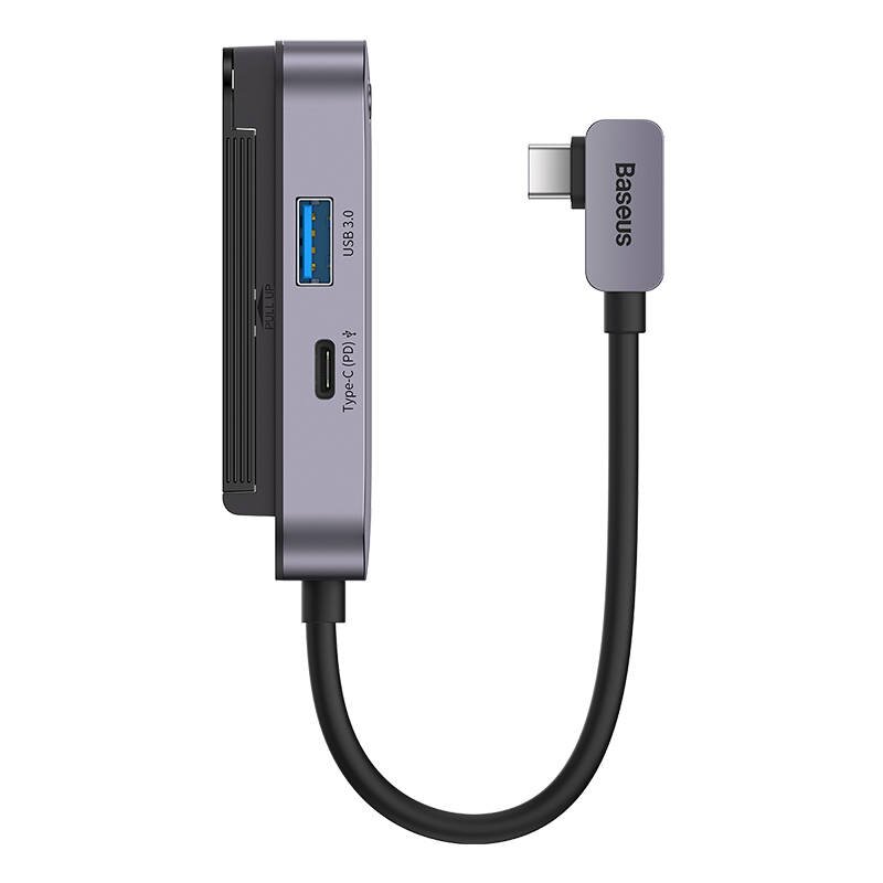 Hub 4in1 Baseus PadJoy Series USB-C to USB 3.0 + HDMI + USB-C PD + jack 3.5mm (Grey) kaina ir informacija | Adapteriai, USB šakotuvai | pigu.lt